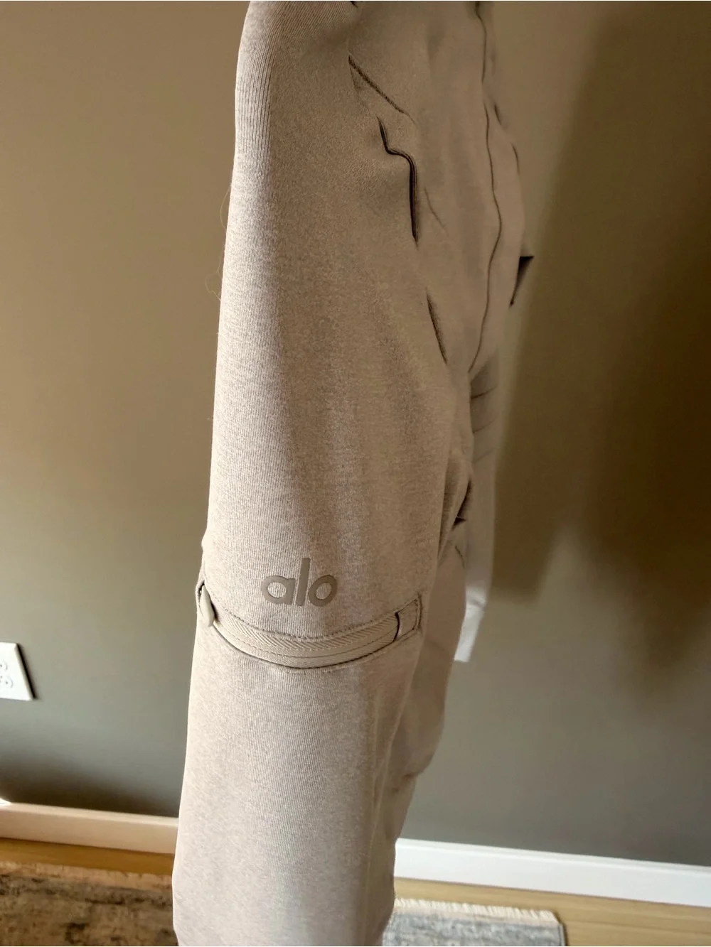 Alo Yoga Grey Heather Full Zip Moto Active Jacket Zip Sleeve Pocket XS
